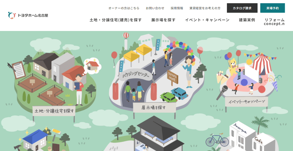 トヨタホーム名古屋株式会社の公式サイトスクリーンショット