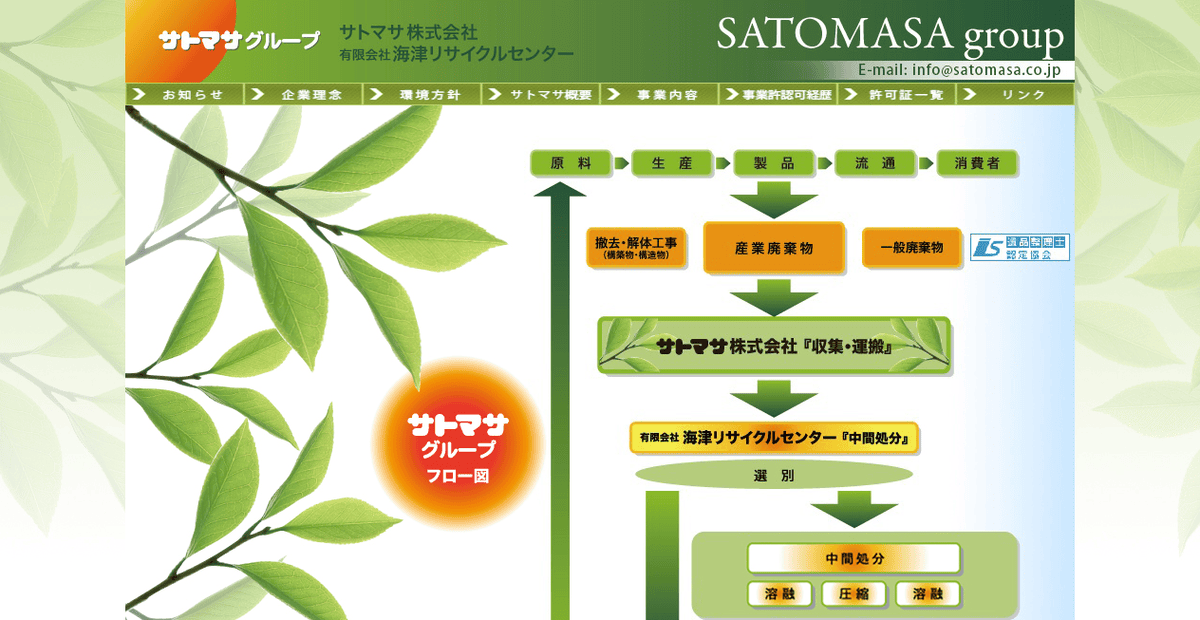 サトマサ株式会社の公式サイトスクリーンショット