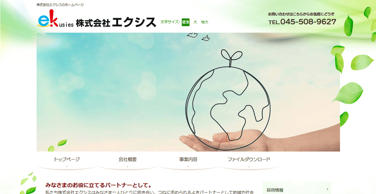 株式会社エクシスの公式サイトスクリーンショット