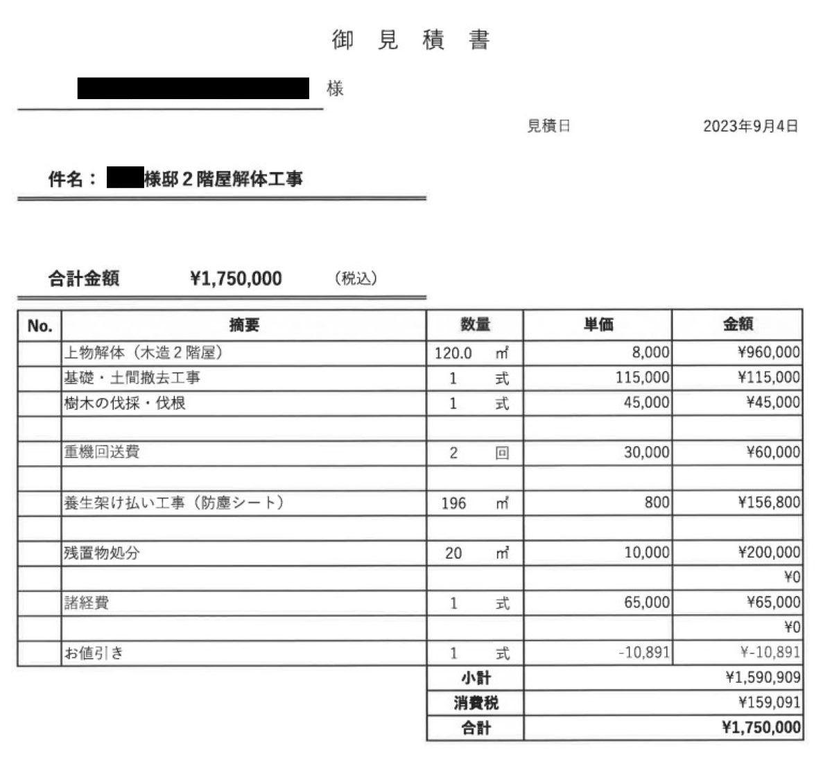 【静岡県浜松市 約36坪】築50年の木造2階建て住宅の見積もり実例