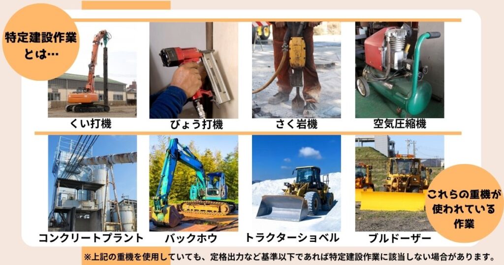 特定建設作業に使われる重機