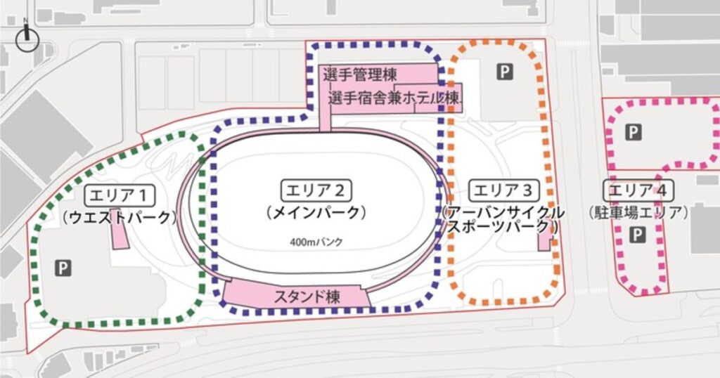 アーバンサイクルパークス広島の園内マップ