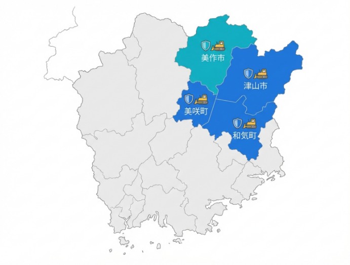 岡山県北東部の図