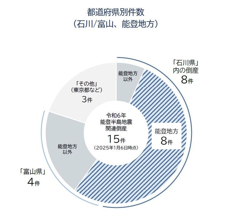 令和6年能登半島地震関連倒産円グラフ