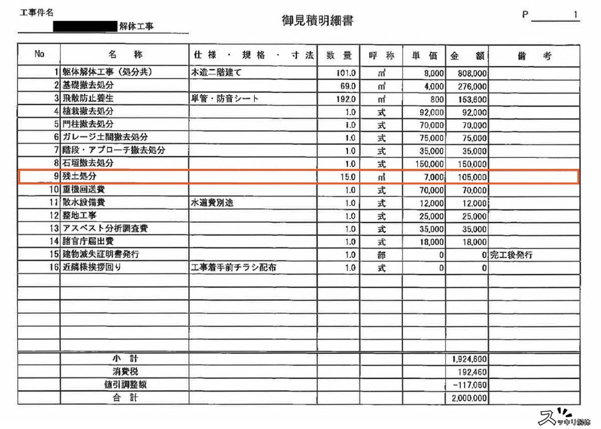 大阪府箕面市の残土処分事例 見積書02