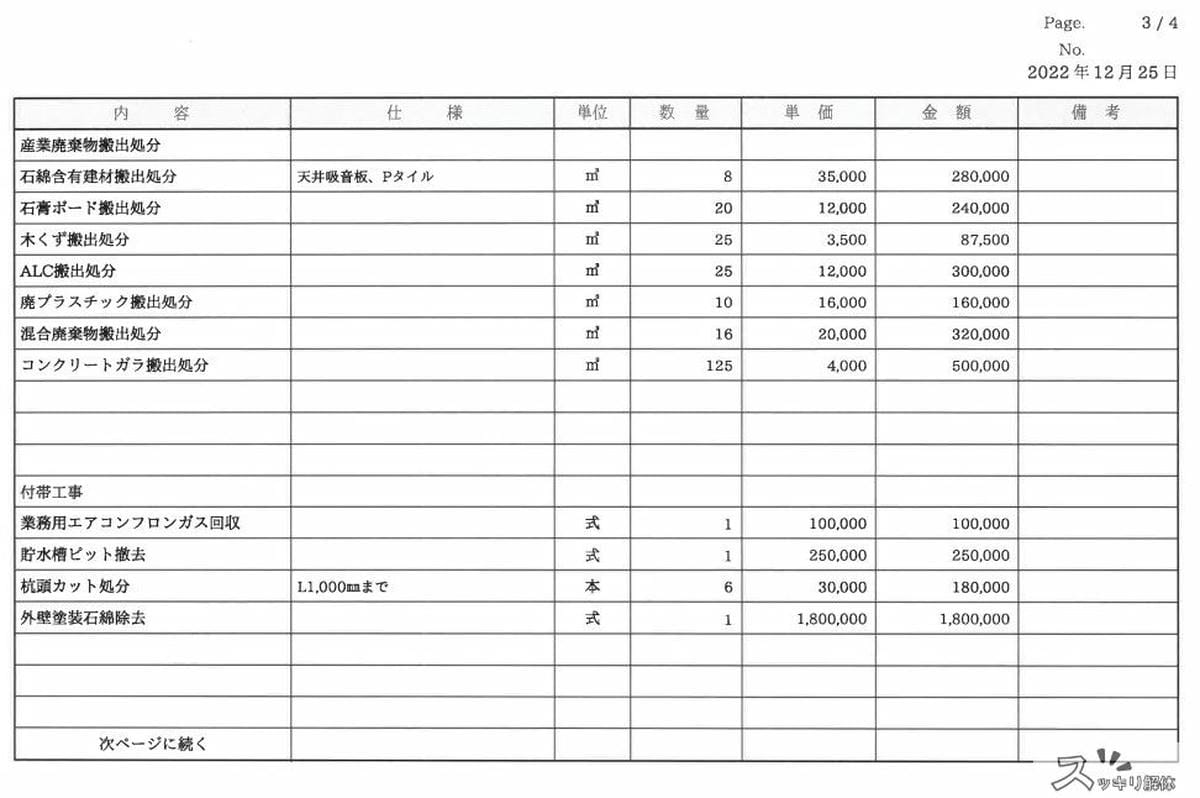 東京都港区 杭頭カットの事例の見積書03