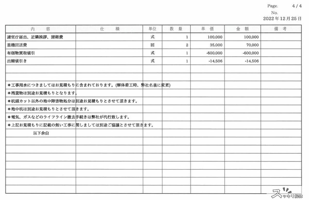 東京都港区 杭頭カットの事例の見積書04