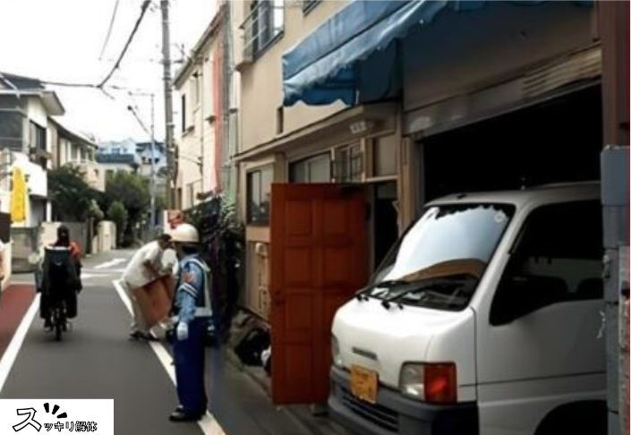 解体現場の交通誘導員